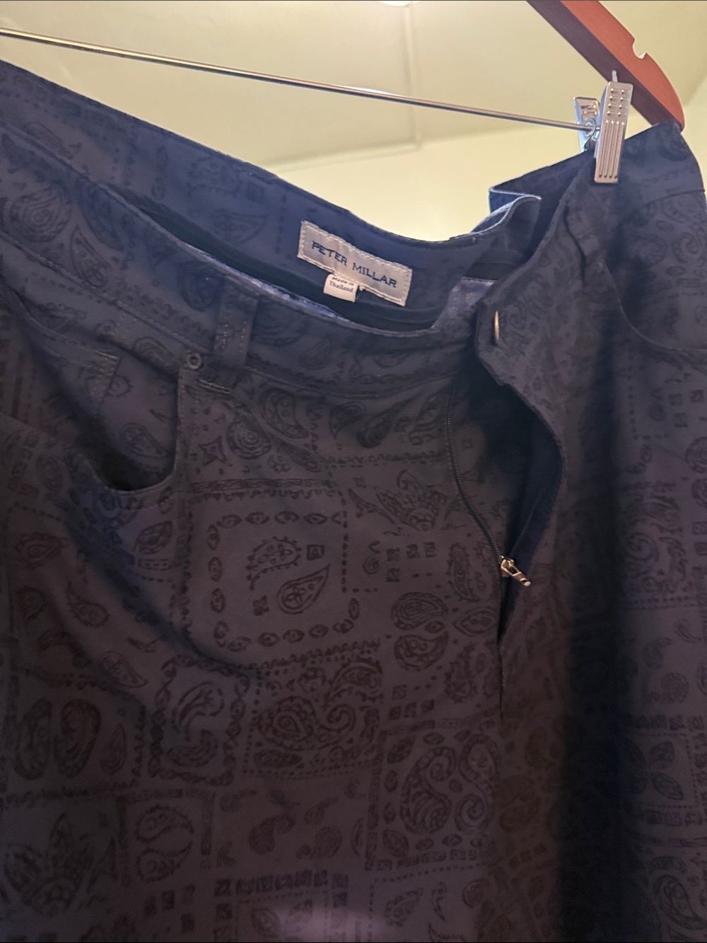 Peter Millar Navy Paisley A-Line Skirt